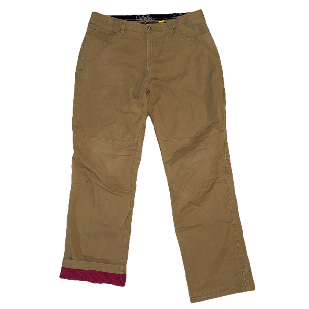 Cabela's Pants Mens 38x34 Tan Classic Fit Fleece Lined Stretch‎ Winter Outdoor